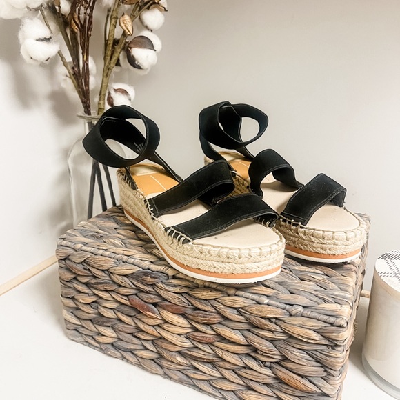 Dolce Vita Lury Black Strappy Platform Espadrille Sandals Size 10 - Picture 1 of 8